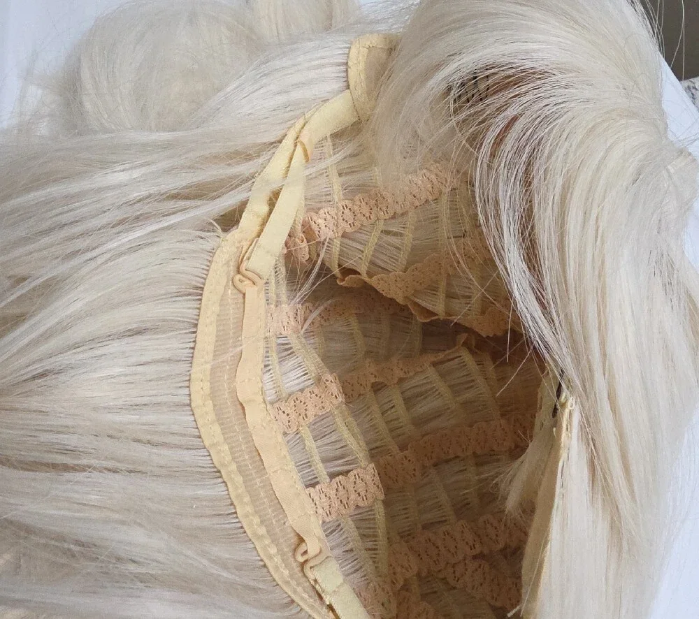 Premium Women's Short Straight Wig with Bangs - Ivory White